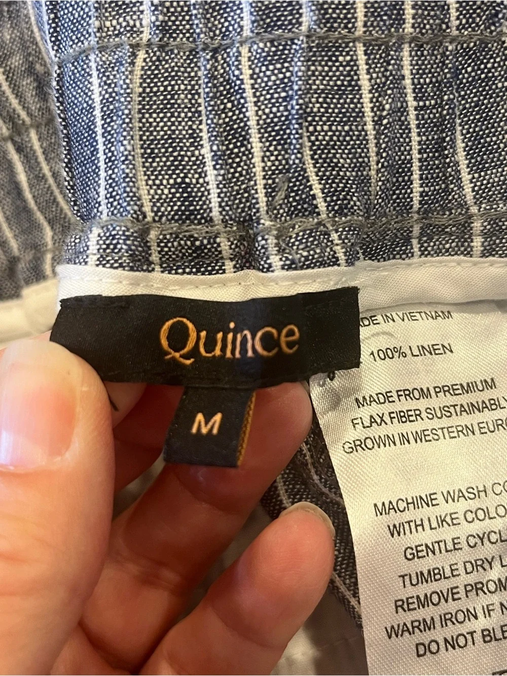 QUINCE Chambray Stripe Linen Wide Leg Pants
